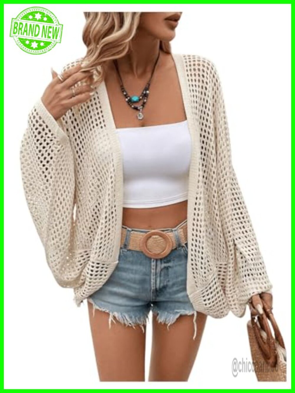 Verdusa Lightweight Crochet Cardigan Sheer Open Front Loose Fit
